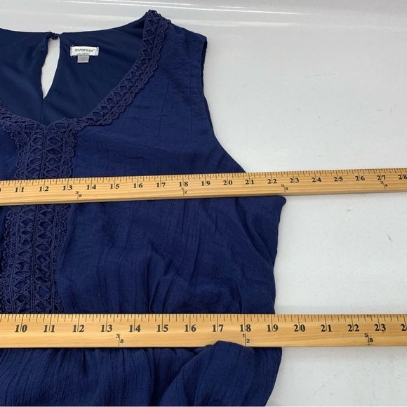 Avenue Maxi Dress Plus Sz 20 Gauzy Blue Sleeveless Ruffle Lined Flowy V Neck - Picture 10 of 12